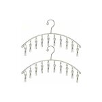 Cintre avec 10 pinces, en acier inoxydable, coupe - vent, pour scher les chaussettes, soutiens - gorge, ...