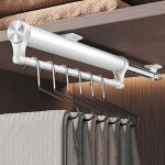 Cintre coulissant, tringle t�lescopique r�glable, support de rangement pour armoire, porte - pantalons ...
