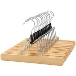 Cintre de jupe en bois, lot de 12, porte - pantalons antidrapant avec pince pleine largeur, pour pantalons, ...