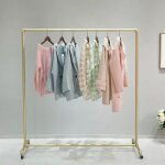 Senderpick ? cintre en m�tal dor� ? cadre roulant avec roues ? capacit� de charge 30 � 50 kg ? acier ...