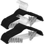 Cintres pour pantalons, lot de 20, en velours, longueur 42, 5 cm, avec pinces rglables, antiglisse, ...