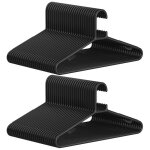 Cintres en plastique, lot de 50, cintres gain de place, lgers, pour pantalons, manteaux, robes, noir ...
