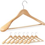 Cintre pour vtements, lot de 8, paule large, barre  pantalon, pour veste, chemise, bois, nature - ...