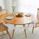 (circulaire 150)nappe en dentelle pvc transparente et imperm�able avec bord en dentelle blanche, protection ...