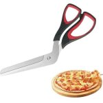 Ciseaux  pizza, ciseaux de cuisine multifonctionnels, acier inoxydable, 27 cm, noir rouge