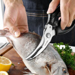 Ciseaux � volaille avec poign�es en plastique - ciseaux m�nagers en acier inoxydable et plastique - poign�es ...