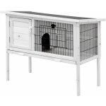 Clapier en bois sur pieds pour lapins et rongeurs - l. 91 x p. 45 x h. 70 cm - blanc - lapius