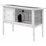 Clapier en bois sur pieds pour lapins et rongeurs - l. 91 x p. 45 x h. 70 cm - blanc - lapius