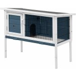 Vente - unique - clapier en bois sur pieds pour lapins et rongeurs - l. 91 x p. 45 x h. 70 cm - bleu ...
