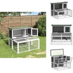 Clapier gris 102x90x84, 5 cm bois de pin massif - cage  lapin - clapier - abri pour lapin - habitat ...