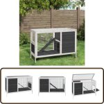 Clapier gris 103x44x69, 5 cm bois de pin massif - clapier lapin - abri lapin - cage lapin - animal domestique ...