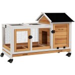 Clapier  lapin sur roulettes cage  lapin porte, rampe trappe verrouillables toit ouvrant niche bois ...