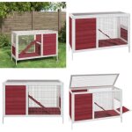 Clapier moka 103x44x69, 5 cm bois de pin massif - cage  lapin - clapier extrieur - abri pour lapin ...