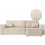 Clarisse - canap d'angle convertible rversible avec coffre en velours ctel - beige