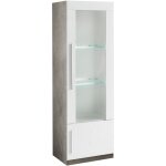 Altobuy - clark - vitrine droite laque blanc et marbre poignes mtal avec leds