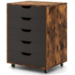 Classeur mobile � 5 tiroirs, bois brun, roulant