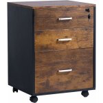 Soges - caisson de rangement  roulettes pour dossier verrouillable 3 tiroirs mobile  tiroirs, marron ...