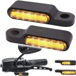 Clignotants s�quentiels � led chrom�s noirs pour moto, 12 v, universels, homologu�s pour guidon, mini ...