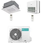 Climatiseur cassette hisense 4 voies + console r32 dual split inverter 9000 + 9000 btu avec u. e. 2amw52u4rxc ...