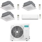 Climatiseur cassette hisense 4 voies + hi comfort r32 quadri split inverter 9000 + 9000 + 9000 + 12000 ...