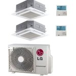 Climatiseur cassette lg 4 voies r32 dual split inverter 9000 + 9000 btu avec u. e. mu3r19 nouveau classe ...