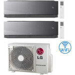 Climatiseur double split inverter lg artcool mirror ai air r32 wifi 9000 + 9000 btu avec certification ...