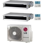 Climatiseur gainable lg r32 dual split inverter 9000 + 12000 btu avec u. e. mu4r25 nouveau classe a + ...