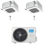 Climatiseur midea 4 voies cassette compact r32 double split inverter 12000 + 18000 btu avec ue m3oa - ...