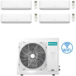 Climatiseur split hisense hi comfort wifi r32 quadri inverter 7000 + 7000 + 12000 + 12000 btu avec certificati ...