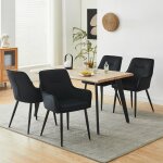 Clipop - lot de 2 chaises de salle  manger rembourres en velours avec accoudoir, cuisine, noir