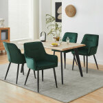 Clipop - lot de 2 chaises de salle  manger rembourres en velours avec accoudoir, cuisine, vert