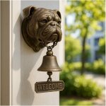 Cloche de bienvenue pour chien, cloche de porte vintage en laiton avec sculpture de chien r�aliste, cloche ...
