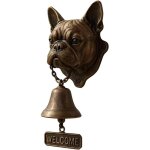 Cloche d�ner t�te de chien r�sine ? rustique vintage ? porte entr�e, chalet, jardin