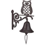 Cloche fonte chouette sonnette murale antique rustique hibou cordon dco impermable porte jardin brun ...