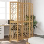 Design in - cloison de séparation paravent séparateur pliable 4 panneaux marron bois paulownia massif ... Design in - cloison de séparation paravent séparateur pliable 4 panneaux marron bois paulownia massif ...