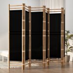 Design in - cloison de sparation paravent sparateur pliable pliante 6 panneaux 240 cm bambou et toile ...
