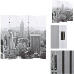 Vidaxl - cloison de sparation pliable 200x170 cm new york noir et blanc - cloison de sparation - cran ...