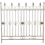 Cl�ture de jardin en fer forg� marron vieilli 124 cm ? barri�re d�corative m�tal pour ext�rieur 100007885 ...