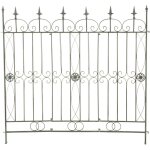 Cl�ture de jardin en fer forg� vert vieilli 124 cm ? barri�re d�corative m�tal pour ext�rieur 100008103 ...