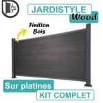 Cloture&jardin - kit clôture composite gris anthracite effet bois 1, 8m - sur platines - 0, 95 mètre Cloture&jardin - kit clôture composite gris anthracite effet bois 1, 8m - sur platines - 0, 95 mètre
