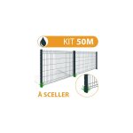 Cloture&jardin - kit grillage rigide gris anthracite 50m - jardimalin clips + - fil 4mm - 1, 23 mtre ...