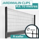 Cloture&jardin - kit grillage rigide gris avec soubassement alu anthracite 10m - jardimalin clips - 1, ... Cloture&jardin - kit grillage rigide gris avec soubassement alu anthracite 10m - jardimalin clips - 1, ...