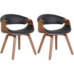 Clp - lot de 2 chaises de salle � manger foley ch�ne / noir similicuir