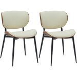 Clp - lot de 2 chaises visiteurs enid recouvertes de similicuir ou de tissu noyer / cr�me similicuir