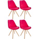 Clp - lot de 4 chaises de salle à manger sofia en velours pieds en bois rouge nature (rond) Clp - lot de 4 chaises de salle à manger sofia en velours pieds en bois rouge nature (rond)