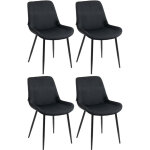 Clp - lot de 4 chaises de salle à manger victoria recouvertes de velours noir Clp - lot de 4 chaises de salle à manger victoria recouvertes de velours noir