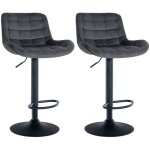 Clp - ensemble de 2 tabourets de bar  rotation gris fonc, velours