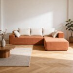 Coco living canap� de salon luna 3 places - orange blanc droite - 267 x 175 x 70 cm