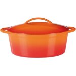Cocotte en fonte massve - gsw - 33 x 25 cm - orange - ovale - induction