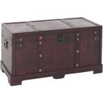 [jamais utilis] coffre bois de dcoration malle au trsor valence aspect antiquit, 30x57x29cm, carr ...